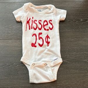 Gerber White Onesie with Red Kisses Print